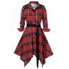 Robe Mouchoir Panneau en Dentelle Fleurie à Carreaux Grande-Taille - Châtaigne Rouge 4X