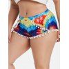 Maillot de Bain Teinté à Taille Moyenne de Grande Taille à Pompon - multicolor 4X
