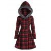 Double Breasted Fur Hooded Long Coat - RED WINE XL