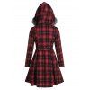 Double Breasted Fur Hooded Long Coat - multicolor A L