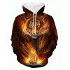 Fire Tiger 3D Print Pouch Pocket Casual Hoodie - multicolor M