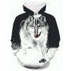 Sweat à Capuche Décontracté 3D Loup Imprimé avec Poche Kangourou - multicolor 4XL