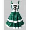 Robe de Noël à Lacets Grande Taille en Velours - Vert Tortue de Mer 1X