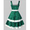 Plus Size Lace Up Velvet Christmas Dress - SEA TURTLE GREEN L