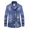 Chemise Cargo Boutonnée en Denim - Bleu Toile de Jean XL