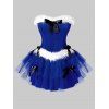 Robe de Noël Bandeau Superposée Grande Taille - Bleu Cobalt 2X
