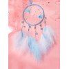 Attrape-Rêve Motif Plume et Papillon en Perle Artificielle - Bleu de Ciel 