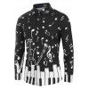 Chemise Boutonnée Note de Musique et Clé de Piano Imprimés - Noir XL