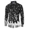 Chemise Boutonnée Note de Musique et Clé de Piano Imprimés - Noir 2XL