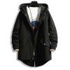 Manteau à Capuche Zippé Simple Haut Bas - Noir 4XL
