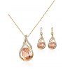 Ensemble de Bijoux Oval Goutte de Larme en Faux Cristal - Or 