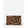 Faux Fur Leopard Print Box Bag - BROWN 