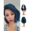 Synthetic Side Part Wavy Medium Party Wig - PEACOCK BLUE 14INCH
