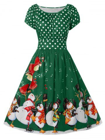 Plus Size Penguin Print Christmas Dress
