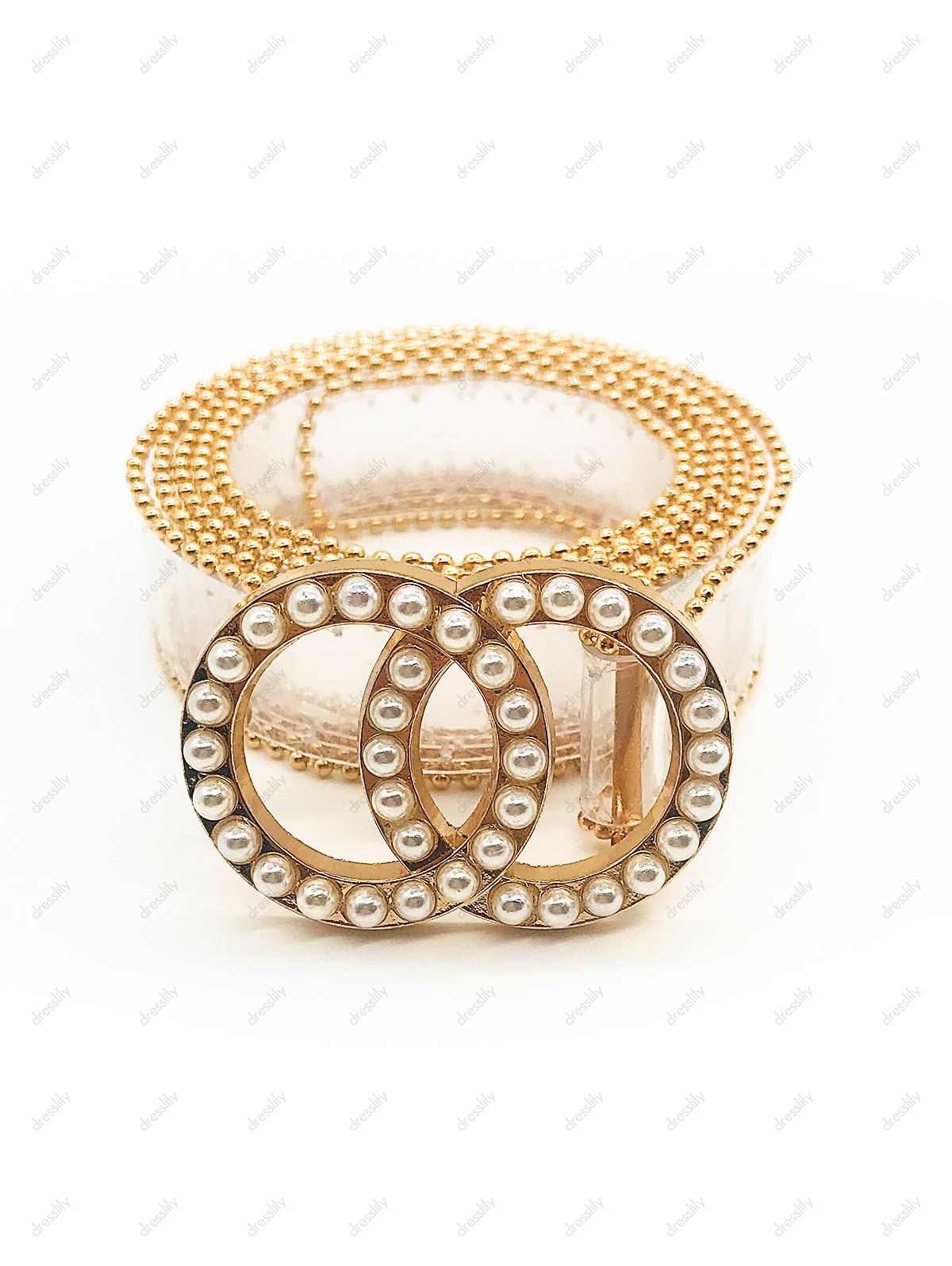 

Artificial Pearl Round Shape Beaded Belt, Transparent