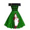 Robe de Noël Père Noël Imprimé à Epaule Dénudée - Vert Pin 3XL