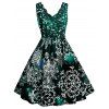 Robe de Noël Flocon de Neige Imprimé Grande Taille à Col Festonné - Vert 2X