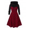 Robe à Capuche Ligne A à Carreaux de Grande Taille - Noir 2X