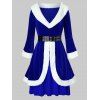 Robe de Noël Grande Taille en Fausse Fourrure en Velours à Œillets - Bleu Cobalt 4X