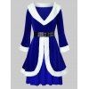 Robe de Noël Grande Taille en Fausse Fourrure en Velours à Œillets - Bleu Cobalt 5X