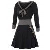 Robe Linge A Bicolore de Grande Taille avec Nœud Papillon - Noir 2X