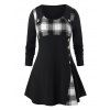 Chemise Longue Boutonnée Motif à Carreaux Taille Haute Grande Taille - Blanc 4X