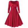 Robe Evasée Mi-Longue Croisée Grande Taille - Châtaigne Rouge L