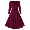 Robe Evasée Mi-Longue Croisée Grande Taille - Rouge Vineux L