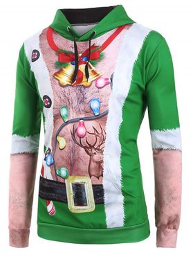 Ugly Chest Hair Print Front Pocket Christmas Hoodie
