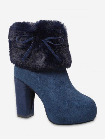 High Heel Platform Fuzzy Trim Boots