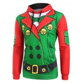 

Christmas Funny Elf Front Pockets Drawstring Hoodie, Multicolor