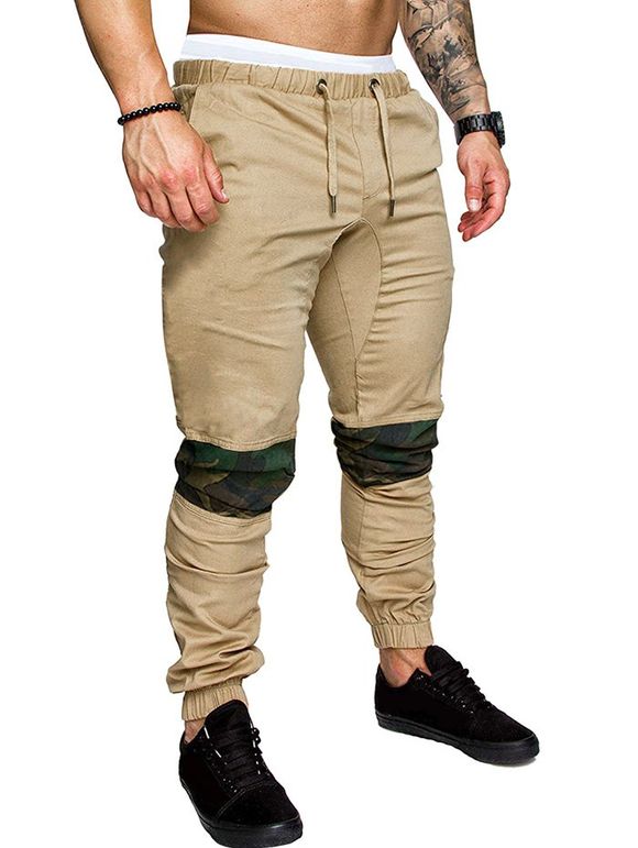 Pantalon de Jogging Décontracté Panneau Camouflage - Kaki XL