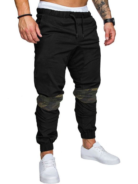 Pantalon de Jogging Décontracté Panneau Camouflage - Noir XL