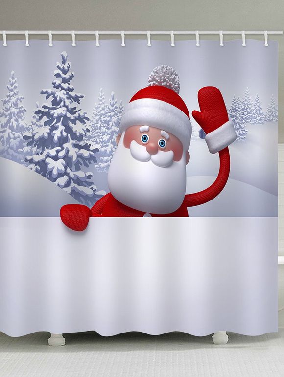 Rideau de Douche Imperméable Père Noël et Sapin Imprimés pour Salle de Bain - multicolor W59 X L71 INCH