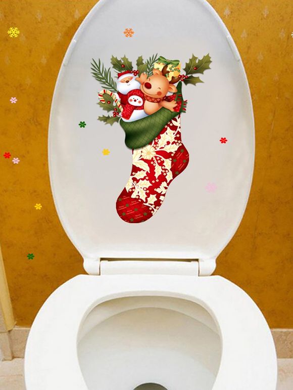 Bonhomme de neige bas de Noël Elk Autocollants muraux décoratifs Imprimer - multicolor 20*30CM