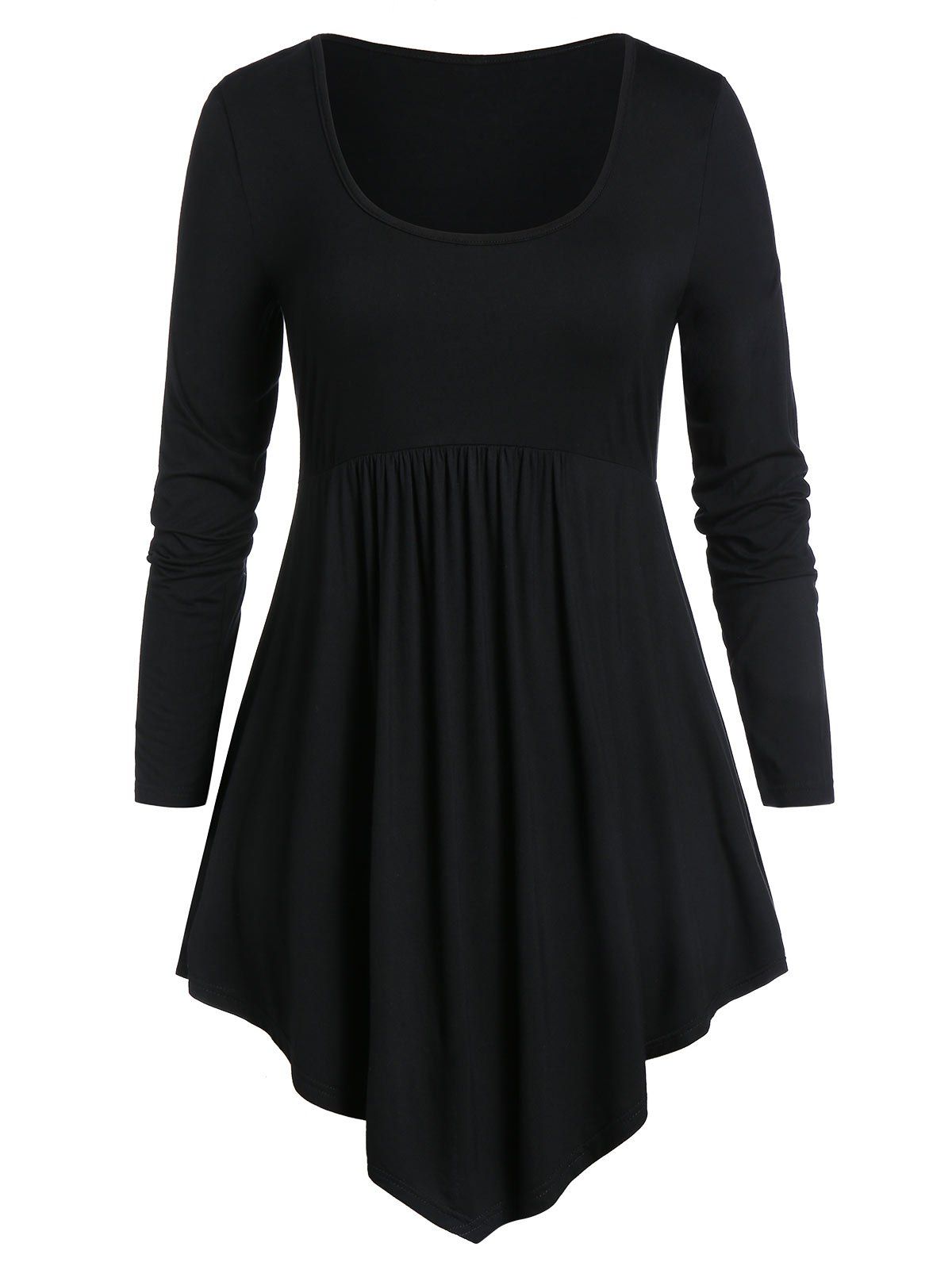 Plus Size Solid Round Collar T Shirt with Sweater - BLOOD RED 3X