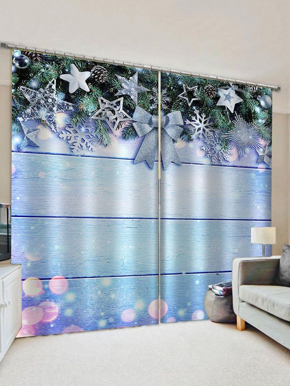 Rideaux de Fenêtre Sapin de Noël Imprimé Décoration 2 Panneaux - multicolor W30 X L65 INCH X 2PCS