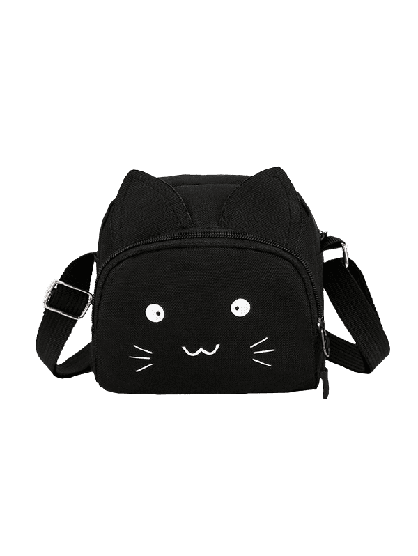 [47% OFF] 2020 Cartoon Cat Canvas Crossbody Bag In BLACK | DressLily