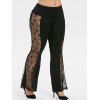 Mid dentelle de montée panneau Taille Plus Pantalon Flare - Noir 1X