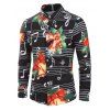 Chemise Boutonnée Clochette de Noël et Note de Musique Imprimées - Noir XL