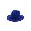 Chapeau Fedora d'Hiver Ceinture Design en Couleur Unie - Bleu 