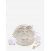 Sac à Bandoulière Boule Fourrée avec Nœud Papillon - Blanc Lait 