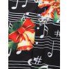 Chemise Boutonnée Clochette de Noël et Note de Musique Imprimées - Noir 2XL