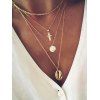 Cross Letter Shell Pendant Layered Necklace - GOLD 