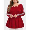 Plus Size Scalloped Sequins T Shirt - CHESTNUT RED 3X