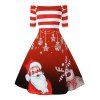 Robe de Noël Ligne A Epaule Dénudée Grande Taille - Rouge Lave 1X