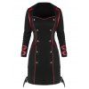 Mini Robe Moulante à Double Boutonnage à Lacets - Noir XL