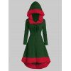 Robe à Capuche Tricotée Panneau en Fausse Fourrure de Grande Taille à Lacets - Vert Jungle 2X