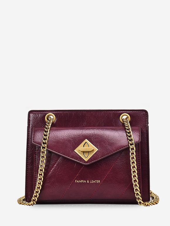 Solid Chain Shoulder Bag - FIREBRICK 