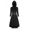 Robe à Capuche Gothique Haut Bas à Bretelle Bouclée - Noir 3XL